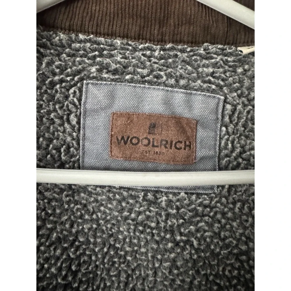 Woolrich Canvas Sherpa Lined Jacket Men's XXL Gray Corduroy Collar Workwear Good